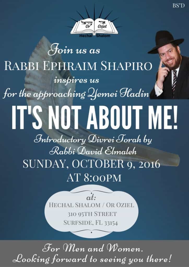 Rab Efraim Shapiro Shiur